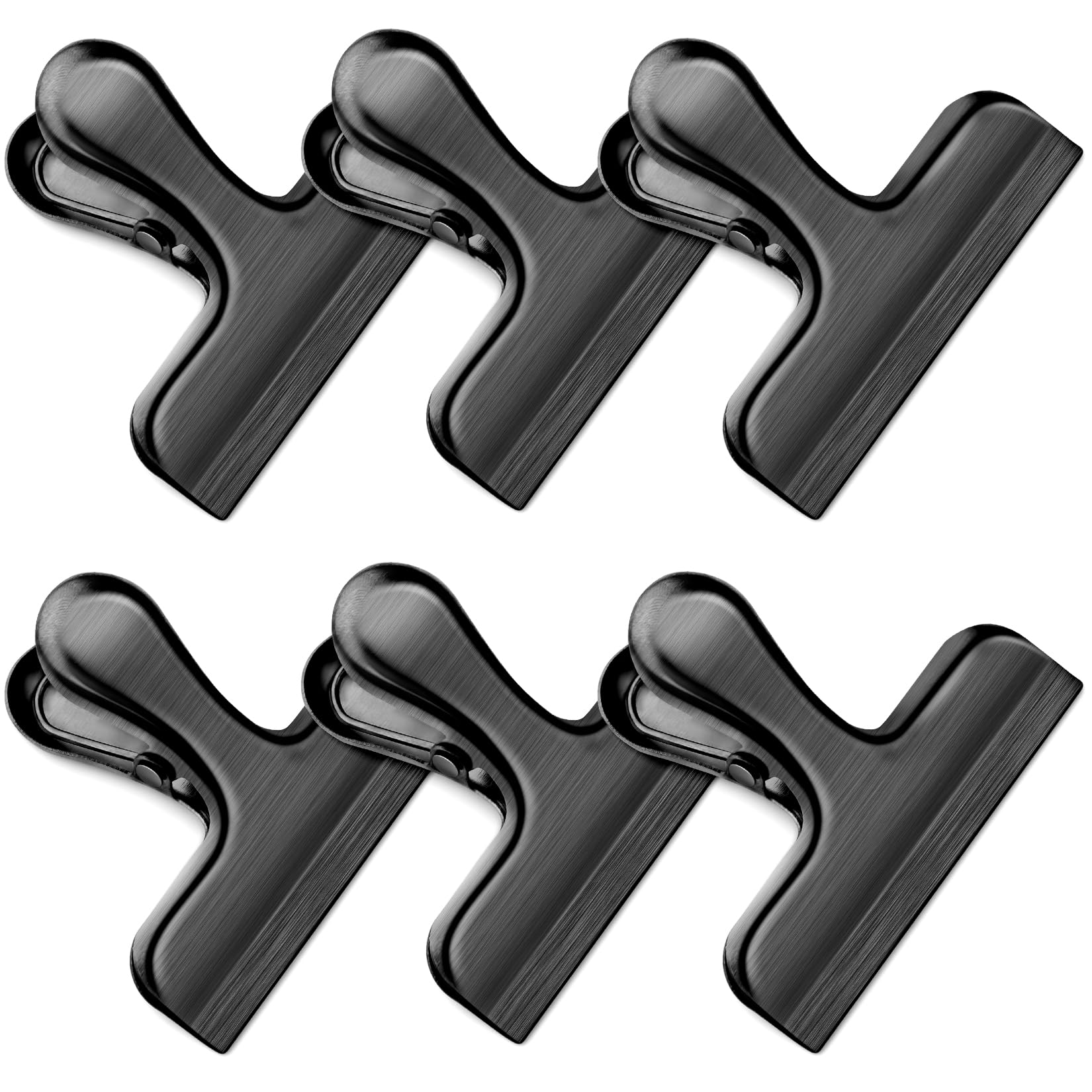 6 Packs Black Bag Clips for Food Packages, Chip Clips Bag Clips Food Clips, Stainless Steel Chip Clip for Food Packages, Bag Clips for Food Storage