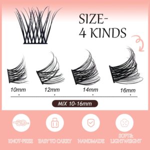 Lashes Cluster NINGLASH NF14 Travel Makeup D Curl DIY Eyelash Extension Lashes, 96 Pcs Individual Lash Extensions, Soft Natural Lightweight 10/12/14/16mm Mix Resuale Eyelash for Home use