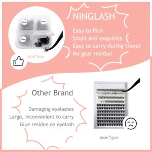 Lashes Cluster NINGLASH NF14 Travel Makeup D Curl DIY Eyelash Extension Lashes, 96 Pcs Individual Lash Extensions, Soft Natural Lightweight 10/12/14/16mm Mix Resuale Eyelash for Home use