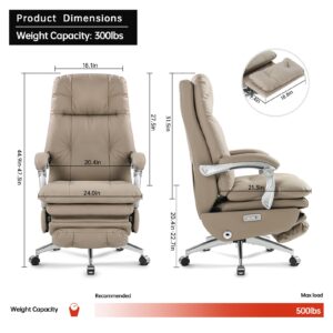 LEAGOO S001 Automatic Executive Home Office Chair Electric Big and Tall Ergonomic Reclining Office Chair with Foot Rest, High-Back PU Leather Computer Desk Chairs with Wheels Rolling Task Chair