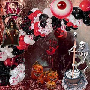 felice arts halloween blood splatter balloon arch garland kit white red black balloons with red blood eye and demon foil balloons for birthday vampire haunted house halloween party supplies