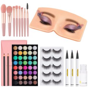 makeup practice face board, 3d reusable makeup mannequin face eyeshadow mannequin, make up practice face with makeup kit for professional makeup artists students and beginners to practice eyes makeup