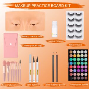 Makeup Practice Face Board, 3D Reusable Makeup Mannequin Face Eyeshadow Mannequin, Make up Practice Face with Makeup Kit for Professional Makeup Artists Students and Beginners to Practice Eyes Makeup