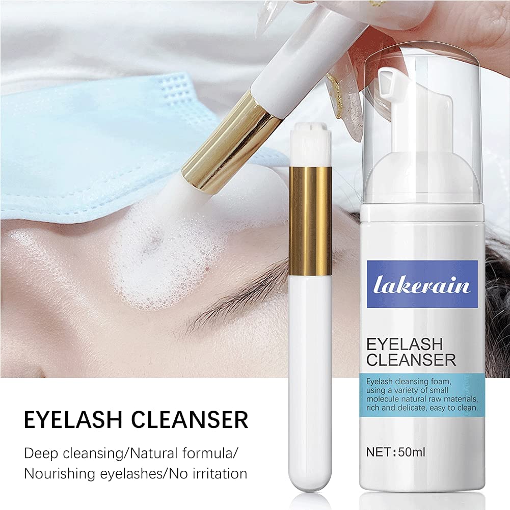 Eyelash Extension Cleanser, Eyelash Shampoo, Eyelash Foam, Brushes Mascara Remover, Deep Cleaning, Natural formula, Nourishing Eyelashes, 50ml