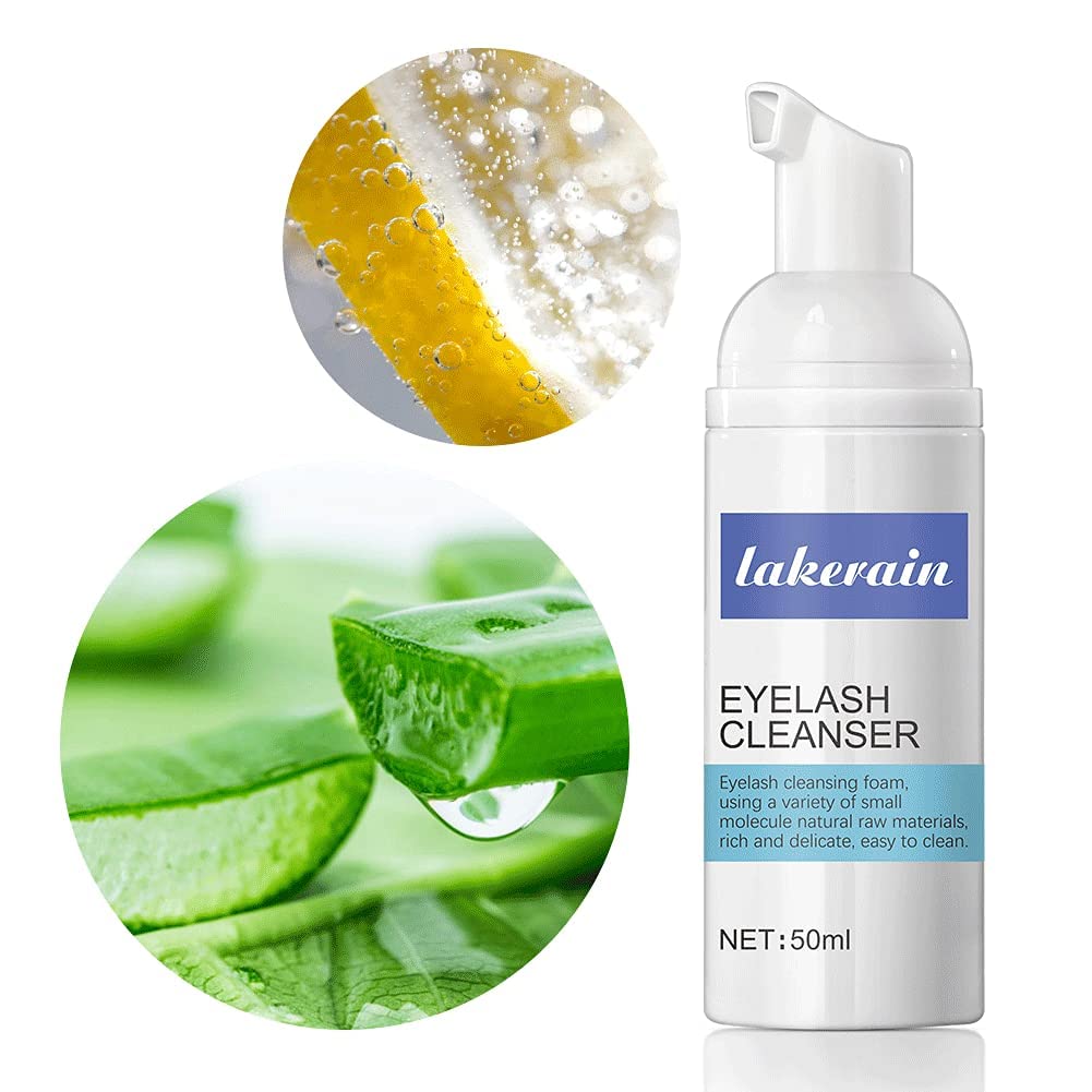 Eyelash Extension Cleanser, Eyelash Shampoo, Eyelash Foam, Brushes Mascara Remover, Deep Cleaning, Natural formula, Nourishing Eyelashes, 50ml