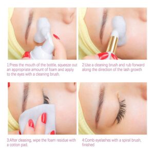 Eyelash Extension Cleanser, Eyelash Shampoo, Eyelash Foam, Brushes Mascara Remover, Deep Cleaning, Natural formula, Nourishing Eyelashes, 50ml