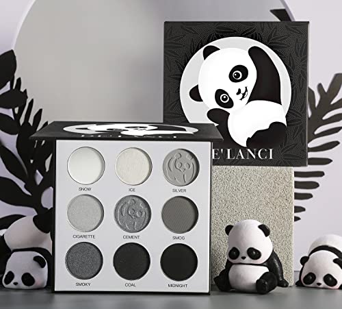 Afflano Gray Eyeshadow Palette Grey Black White Silver, Blendable Smokey Eye Eyeshadow Palette, for SFX Skull Goth Look Halloween Makeup Palette, Long Lasting Dark Eye Shadow Pallet - Panda