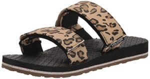 volcom women's eco recliner slide sandal, leopard, 9
