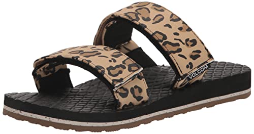 Volcom Women's ECO Recliner Slide Sandal, Leopard, 9