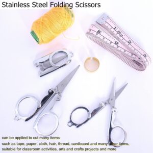 Folding Scissors,Portable Mini Travel Trip Scissors,Safety Foldable Small Scissors,Crafting Scissors,Stainless Steel Telescopic Cutter Used for Home Office,School, Camping 4 Pack