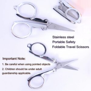 Folding Scissors,Portable Mini Travel Trip Scissors,Safety Foldable Small Scissors,Crafting Scissors,Stainless Steel Telescopic Cutter Used for Home Office,School, Camping 4 Pack