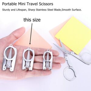 Folding Scissors,Portable Mini Travel Trip Scissors,Safety Foldable Small Scissors,Crafting Scissors,Stainless Steel Telescopic Cutter Used for Home Office,School, Camping 4 Pack