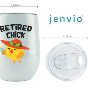 JENVIO Retirement Gifts for Women | 12 Ounce Wine/Coffee Stainless Steel Travel Tumbler/Mug w Sliding Lid Straw and Gift Box | Funny Teacher Coworker Farewell Themed Glass Valentine's Day