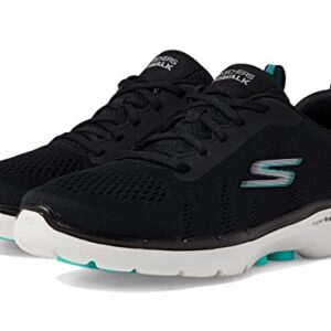 Skechers Women's GO Walk 6-Sky Wind Sneaker, Black/Turquoise, 10