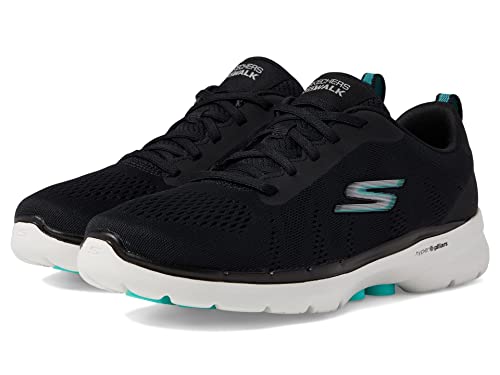 Skechers Women's GO Walk 6-Sky Wind Sneaker, Black/Turquoise, 10