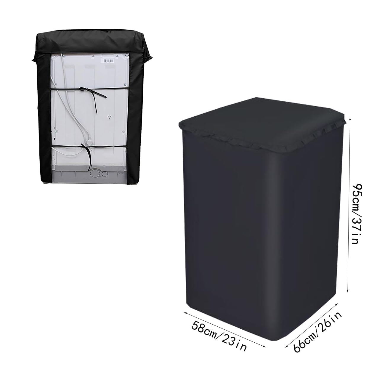 Portable Washing Machine Cover,Top Load Washer Dryer Cover, Washing Appliance Protector(Black) (XL-W23D26H37)