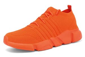 gslmoln mens's women's gym shoes knitted fashion slip on sneakers lightweight breathable athletic shoes fashin tennis sport shoes orange m 10.5/w 12.5