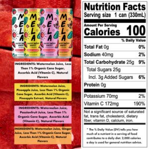 Mela Water Watermelon Juice Drink, Electrolytes & Antioxidants, Refreshing Hydration, Coconut Water Alternative, Vitamin C, Natural (Variety, 11.15 Fl Oz (Pack of 12)