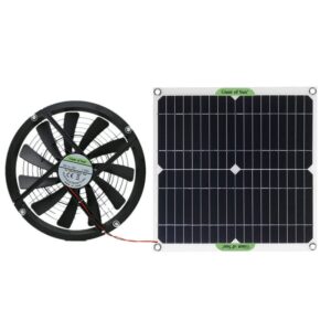 vigan 100w solar panel powered fan 10 inch mini ventilator solar exhaust fan for dog chicken house greenhouse rv fan charger, black, 28cmx3cm
