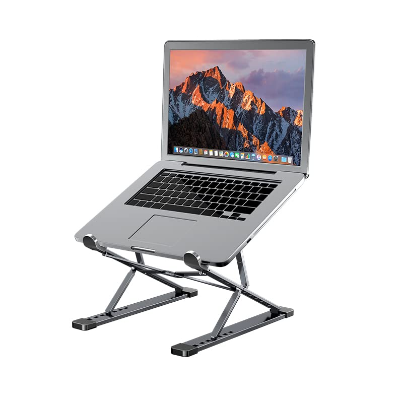 VIBRANIC Portable Foldable Notebook Aluminum Laptop Holder Adjustable Height Laptop Stand (Grey)