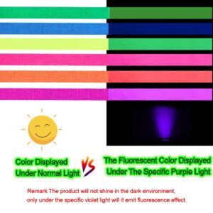 158feet Glow in The Dark Paper Neon Garland Streamers Tape Stickers Birthday Party Supplies and Decorations Reactive Fluorescent Blacklight Neon 80's Party Favors Birthday Christmas Decorations