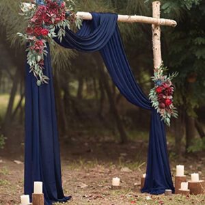 wedding arch draping fabric chiffon fabric navy blue drapery 2 panels 6 yards sheer ceiling drapes chiffon backdrop curtains for parties wedding ceremony reception arbor curtains swag decorations