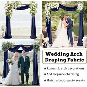 Wedding Arch Draping Fabric Chiffon Fabric Navy Blue Drapery 2 Panels 6 Yards Sheer Ceiling Drapes Chiffon Backdrop Curtains for Parties Wedding Ceremony Reception Arbor Curtains Swag Decorations