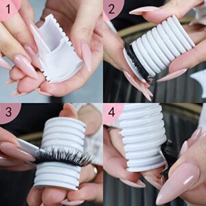 Lash Glue Replacement Self-adhesive Strips 30 Pcs with Applicator, Black Waterproof Self-sticking Lash Strips Suitable for All Strip False Eyelashes, Single Length 35mm, Ideal Way to Apply Fake Lashes