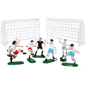 9 pieces soccer cake toppers plastic soccer players toy football world cup party cake decorations, white