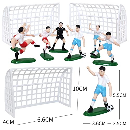 9 Pieces Soccer Cake Toppers Plastic Soccer Players Toy Football World Cup Party Cake Decorations, White