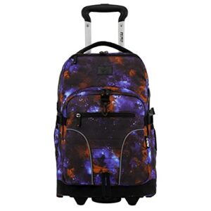j world new york lunar rolling backpack, laptop bag with wheels, galaxy, 19.5"