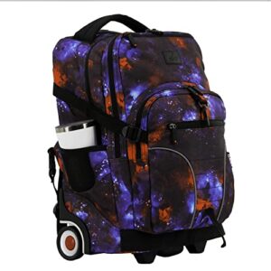 J World New York Lunar Rolling Backpack, Laptop Bag with Wheels, Galaxy, 19.5"