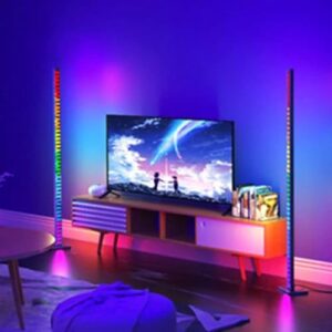 premium rgb floor lamp, dimmable mood lighting,16 billion color standing floor lamps, music sync with 58 scene, fancy modern home decor light for gaming room living room bedroom party(48" black)