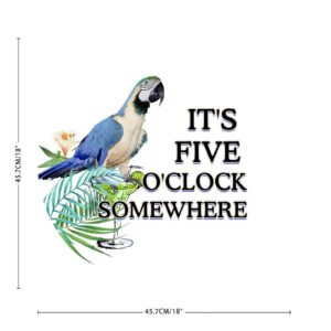 Vinyl Wall Quotes Stickers It's 5 O'Clock Somewhere Creative Wall Art Stickers Wall Decoration Macaw Summer Wall Decals for Nursery Car Playroom Doors