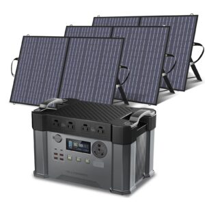 allpowers s2000 pro solar generator with solar panels in 2400w mppt portable power station with 3 pcs foldable solar panel 100w, solar power battery for rv home use outdoor camping