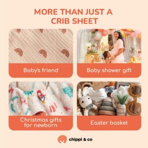 Chippi & Co Cactus Crib Sheets, Arizona Nursery Decor, Succulent Crib Bedding Stuff, Western Crib Sheets, for New Mom, New Baby Gifts, Cotton Standard Size Boy & Girl 52X28X9''