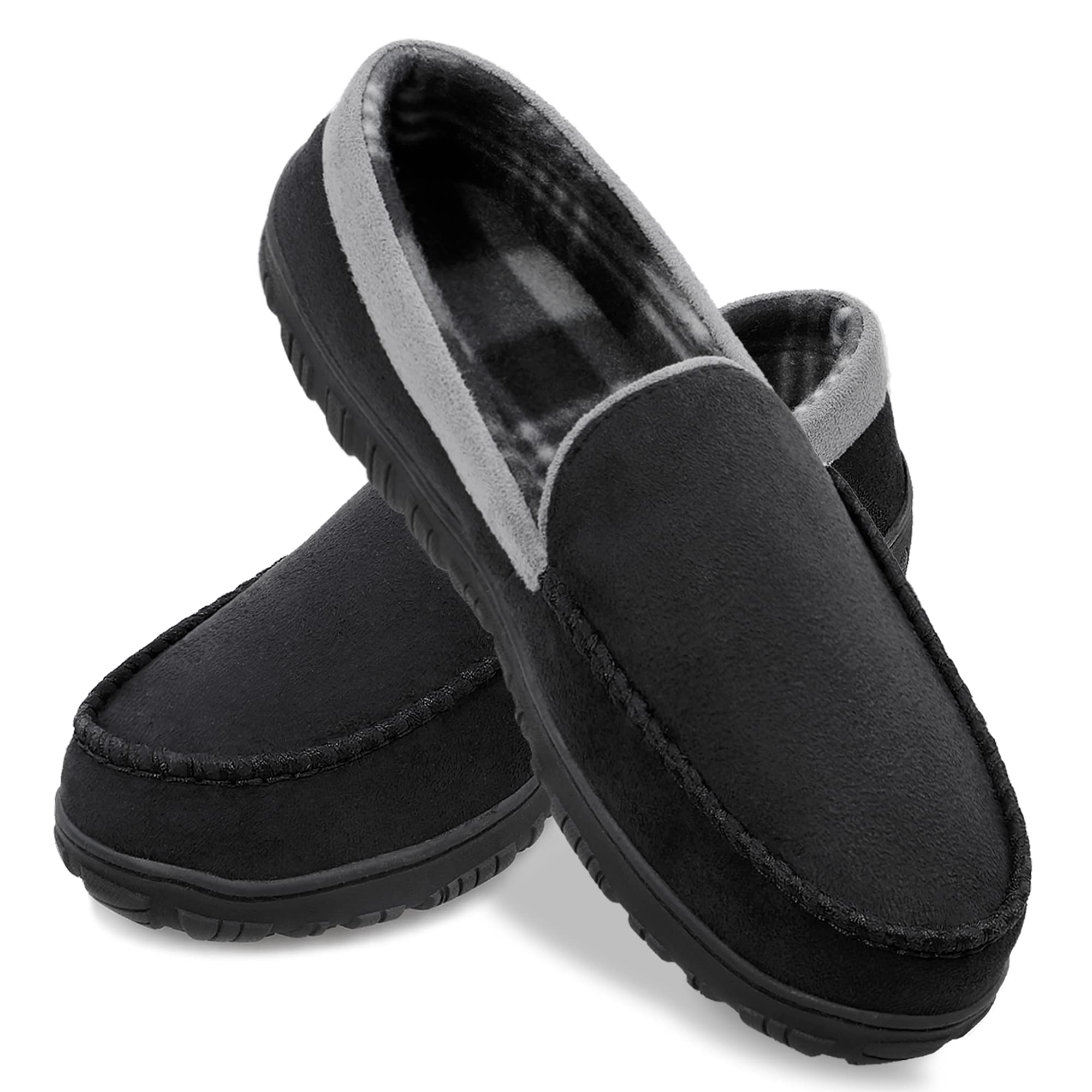 shoeslocker Men's Slippers Bedroom House Slippers Indoor Outdoor Mens Shoes Grey Size 10