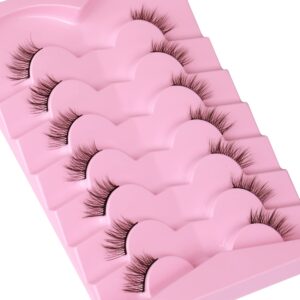 Half Lashes Natural Look Wispy Soft Strip Mink Eyelashes Cat Eye 3D Curl Short False Lashes 7 Pairs Pack by ALICE