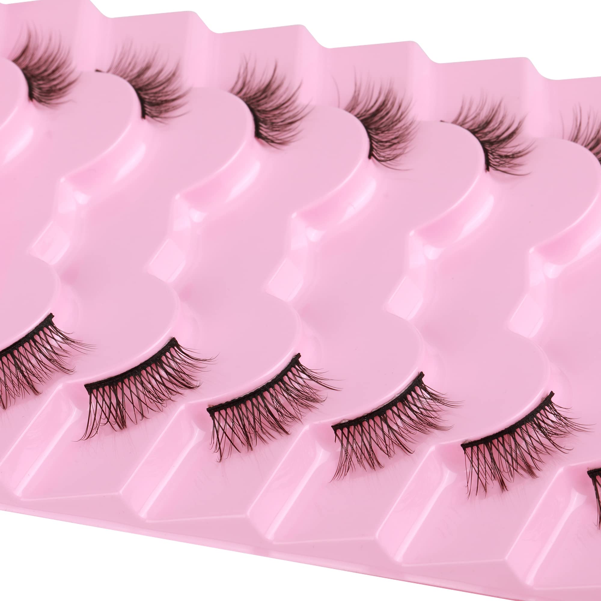 Half Lashes Natural Look Wispy Soft Strip Mink Eyelashes Cat Eye 3D Curl Short False Lashes 7 Pairs Pack by ALICE