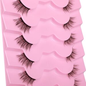 Half Lashes Natural Look Wispy Soft Strip Mink Eyelashes Cat Eye 3D Curl Short False Lashes 7 Pairs Pack by ALICE