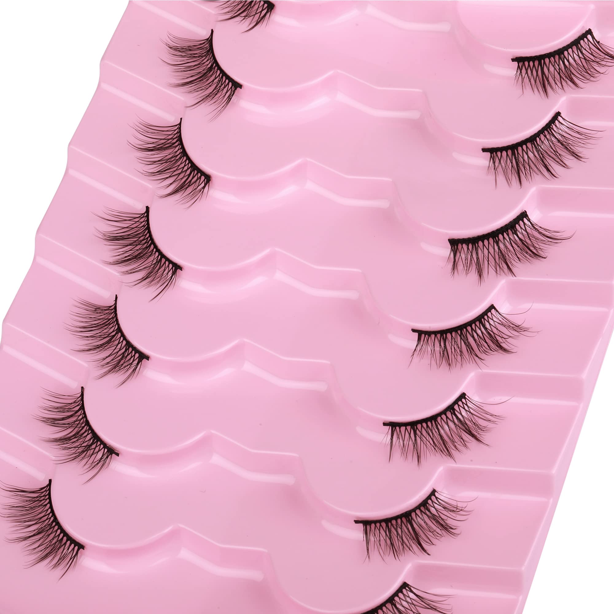 Half Lashes Natural Look Wispy Soft Strip Mink Eyelashes Cat Eye 3D Curl Short False Lashes 7 Pairs Pack by ALICE