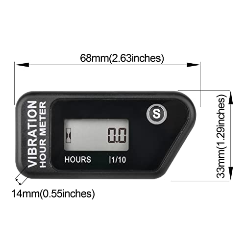 HonorMeet Digital Hour Meter for Lawn Mower,Maintenance Hours Counter by Vibration Activate for Gas/Diesel Powered Garden Tractor Generator Compressor Chainsaw Motorcycle Outboard Motor etc.