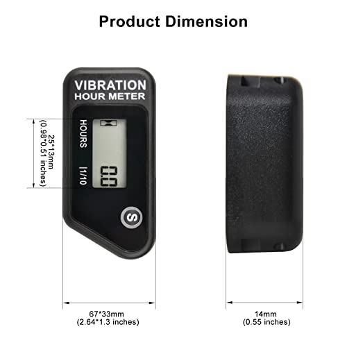 HonorMeet Digital Hour Meter for Lawn Mower,Maintenance Hours Counter by Vibration Activate for Gas/Diesel Powered Garden Tractor Generator Compressor Chainsaw Motorcycle Outboard Motor etc.