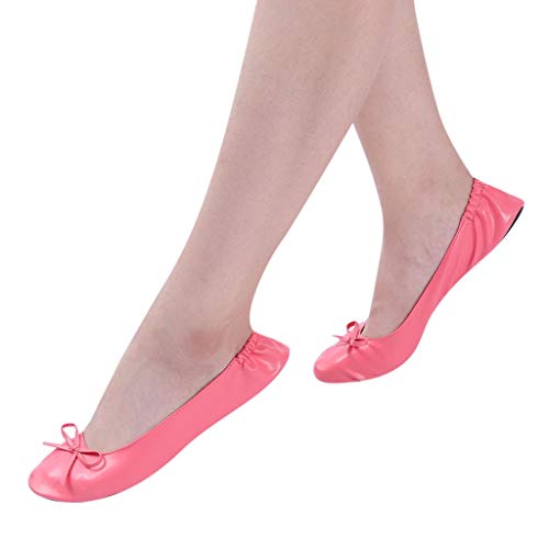 Travel Slipper Party Women Dance Shoes Ballet Roll Foldable Shoes Portable Cross Band Slippers for Women White