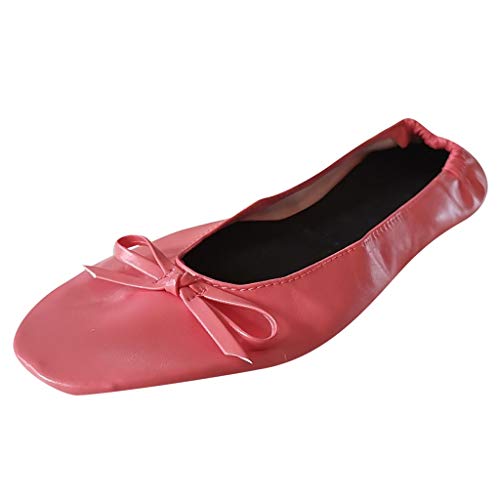 Travel Slipper Party Women Dance Shoes Ballet Roll Foldable Shoes Portable Cross Band Slippers for Women White