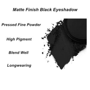 Mysense Matte Black Single Eyeshadow Palette, Pressed Powder Eye Shadow, Smooth Eye Black Powder Makeup, High Pigment Long Lasting Vegan & Cruelty Free, 202# Black