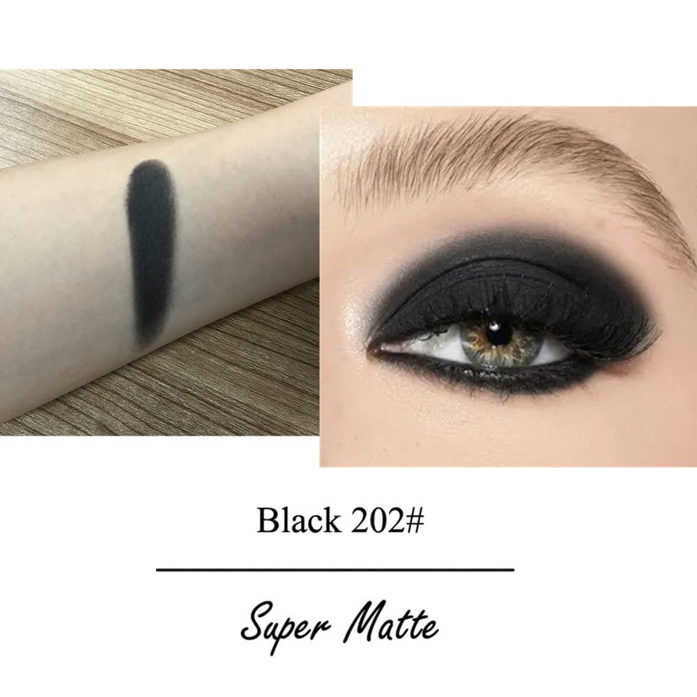 Mysense Matte Black Single Eyeshadow Palette, Pressed Powder Eye Shadow, Smooth Eye Black Powder Makeup, High Pigment Long Lasting Vegan & Cruelty Free, 202# Black