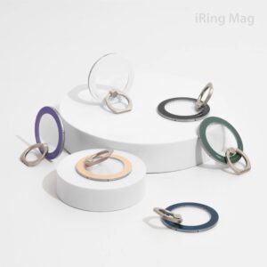 iRing Mag, Magnetic Phone Ring Holder, Kickstand, Grip for MagSafe, Wireless Charging Compatible with iPhone, Galaxy, and Other Smartphones with MagSafe Case (Ceramic White)