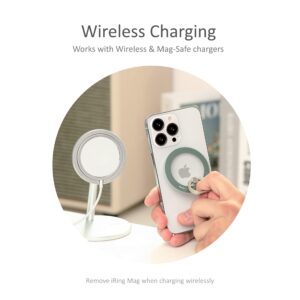 iRing Mag, Magnetic Phone Ring Holder, Kickstand, Grip for MagSafe, Wireless Charging Compatible with iPhone, Galaxy, and Other Smartphones with MagSafe Case (Ceramic White)