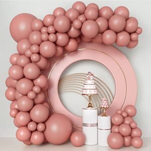 AobkDeco Dusty Pink Balloons 84PCS Vintage Dusty Pink Balloons Garland Arch Kit 5/10/12/18 Inch Different Sizes Dusty Pink Latex Balloons for Birthday Party Decorations Baby Shower Wedding Bridal